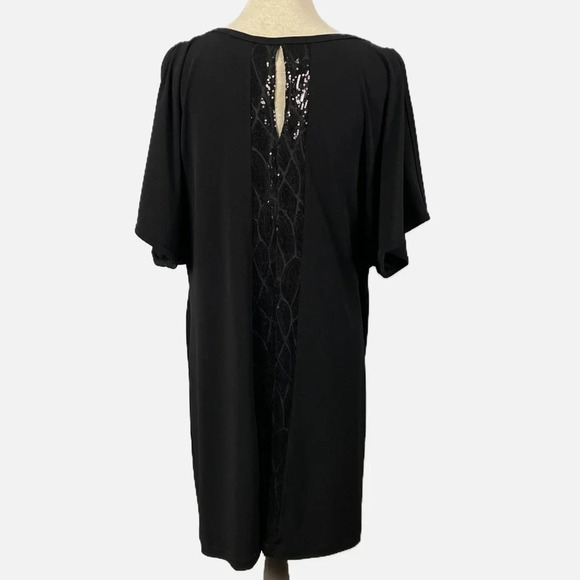 Lundstrom Midi Dress Sequins Cold Shoulder Black Keyhole Size Medium Party - Picture 2 of 9